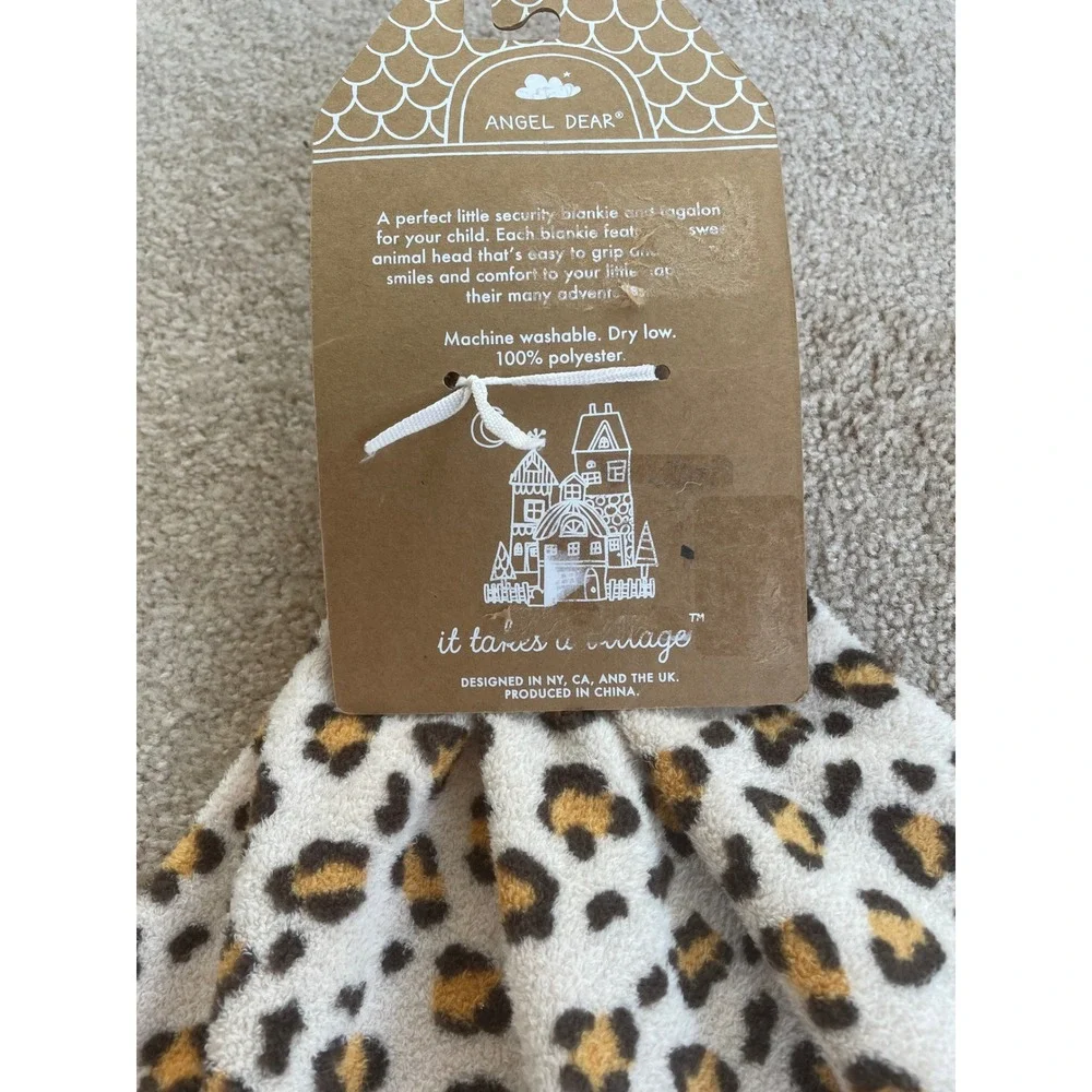Angel Dear Leopard Blankie Baby Security Blanket Lovey Cheetah Print Tan Brown